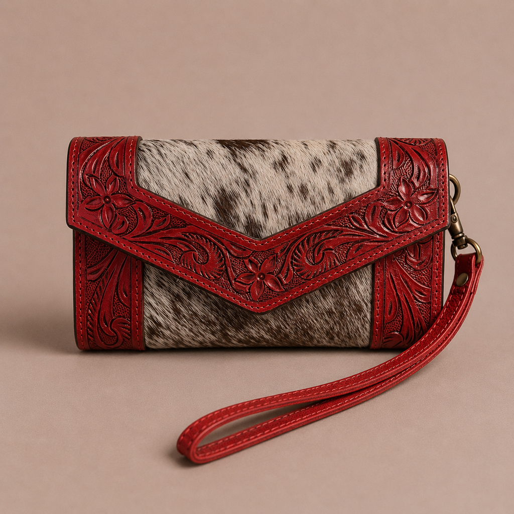 Crimson Prairie Envelope Wristlet