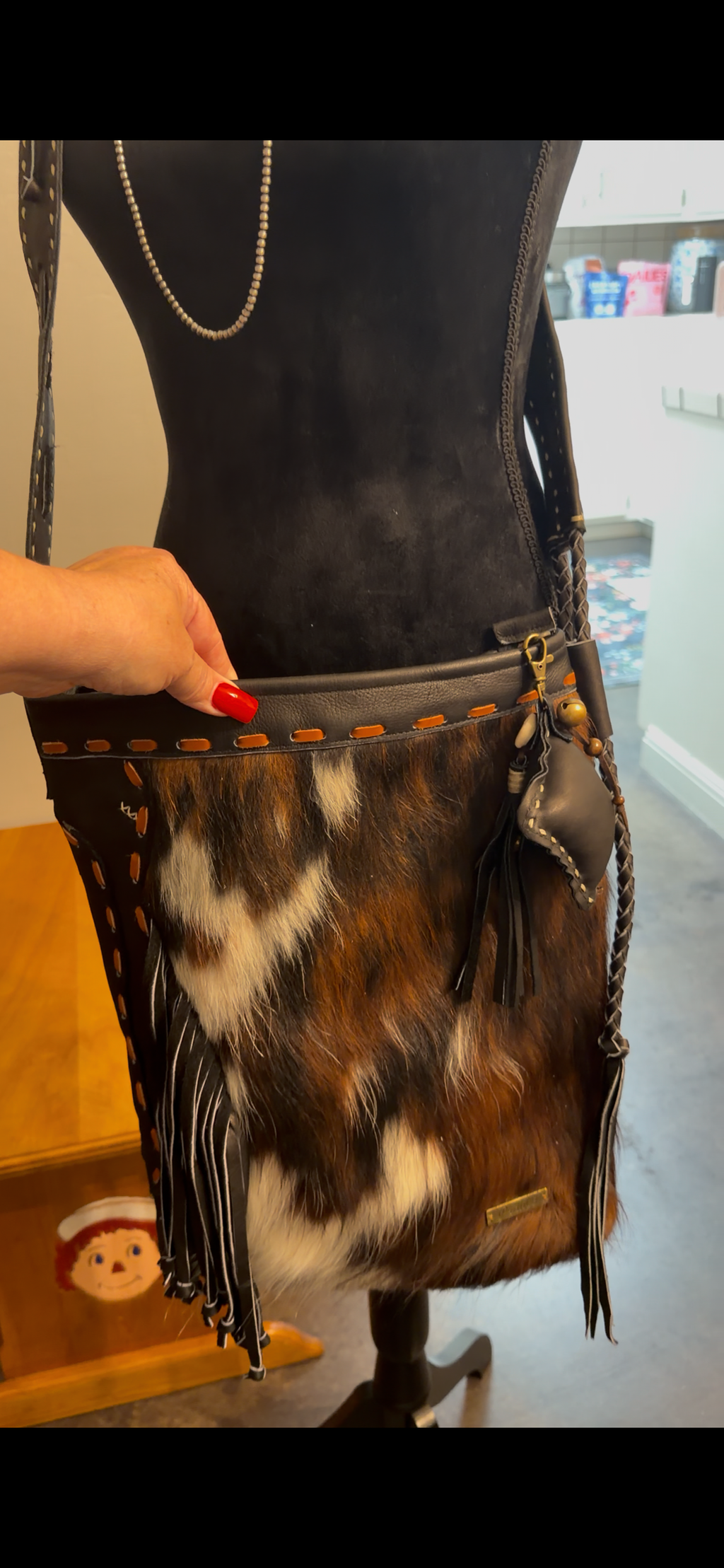 Midnight Prairie Italian Leather & Cowhide Crossbody