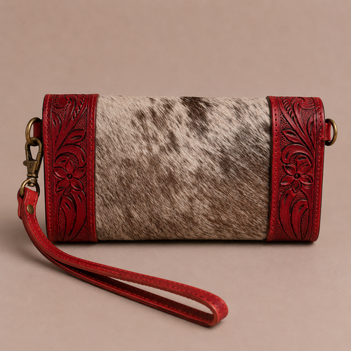 Crimson Prairie Envelope Wristlet