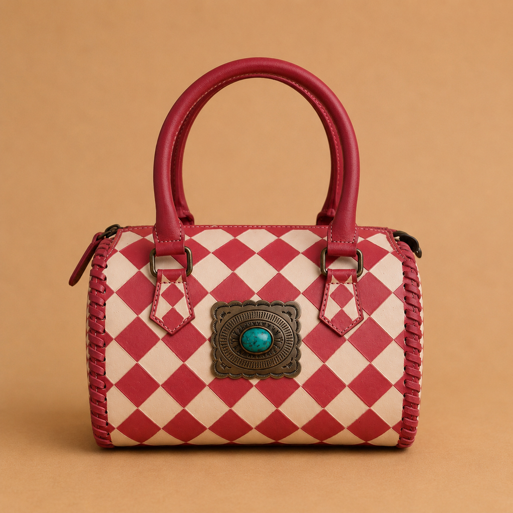Mini Rosabelle Checkered Concho Barrel Bag