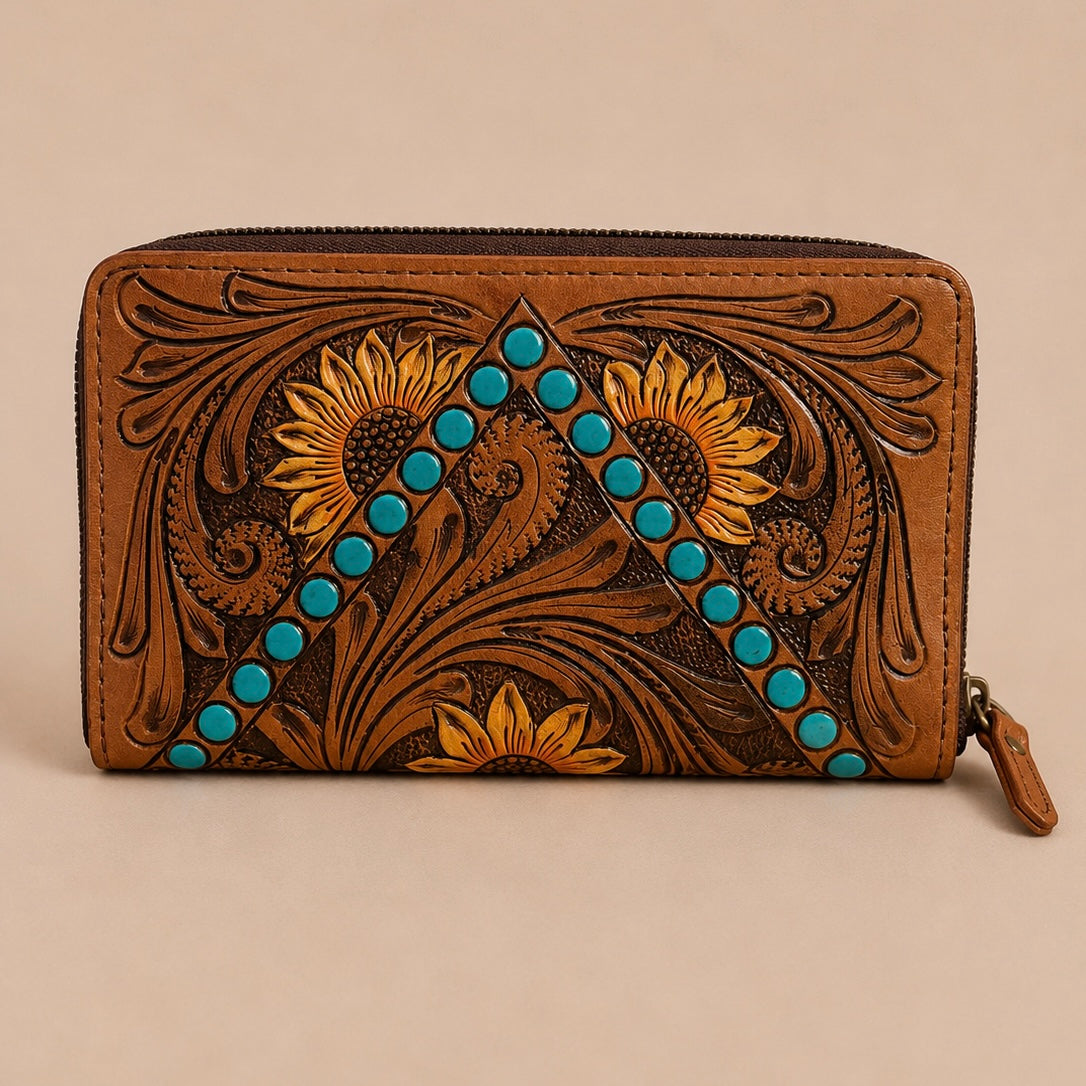 Turquoise Sunflower Trail Wallet