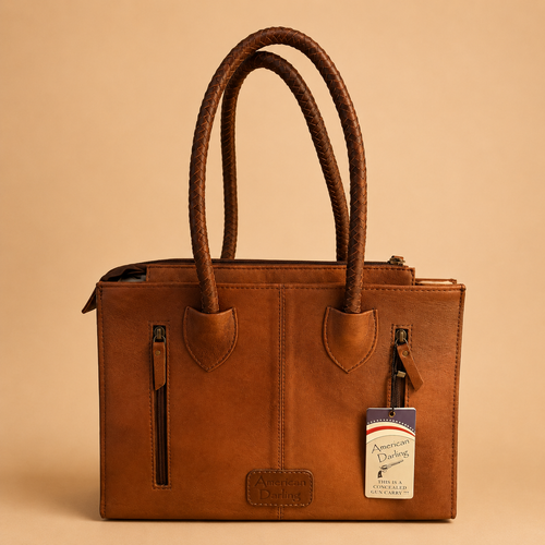 American Darling Sunflower Hand-Painted Tooled Leather Tote