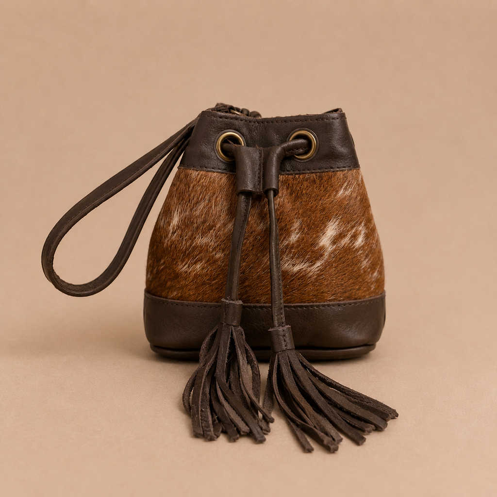 Mini Prairie Drift Cowhide Bucket Wristlet
