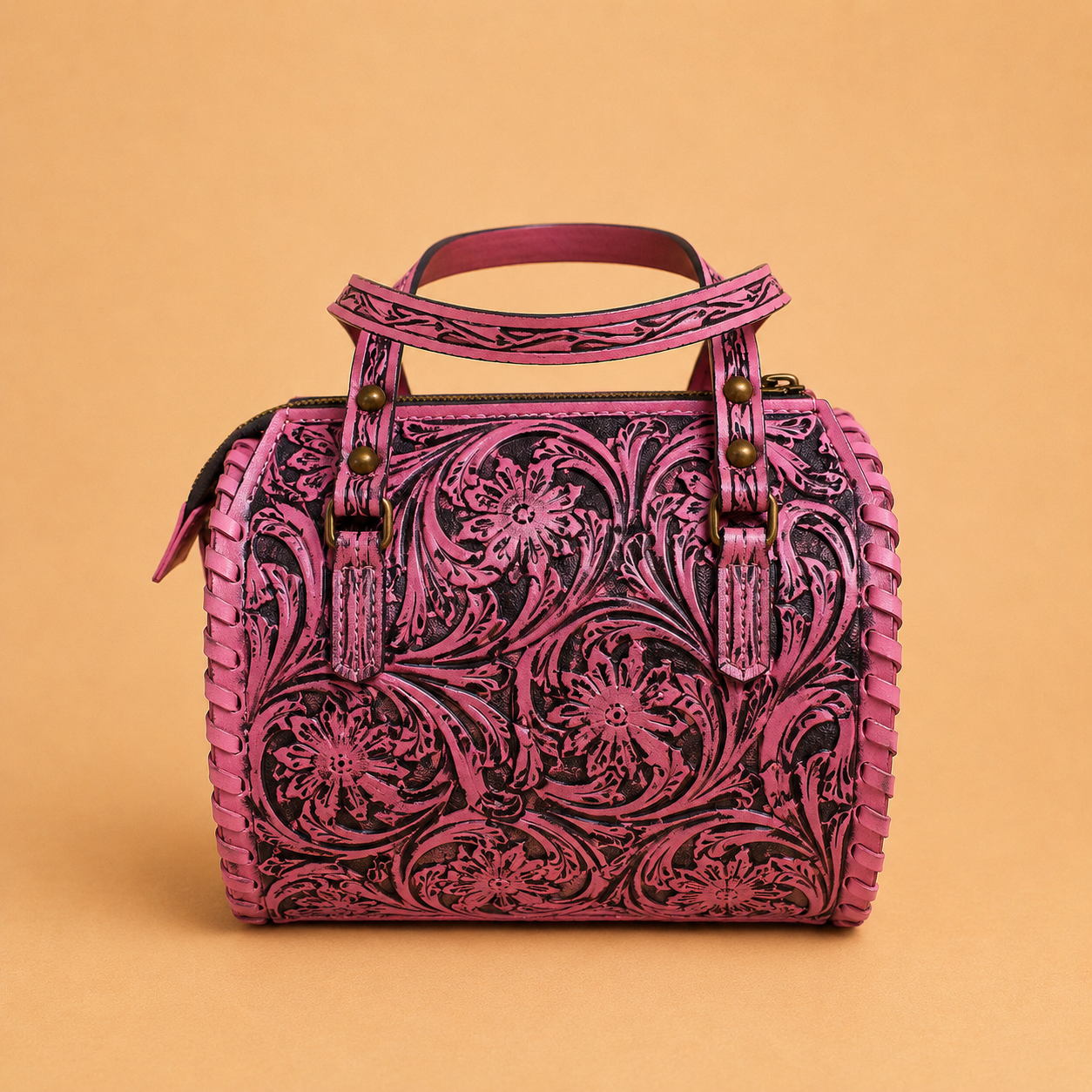 Mini Prairie Rose Tooled Leather Satchel