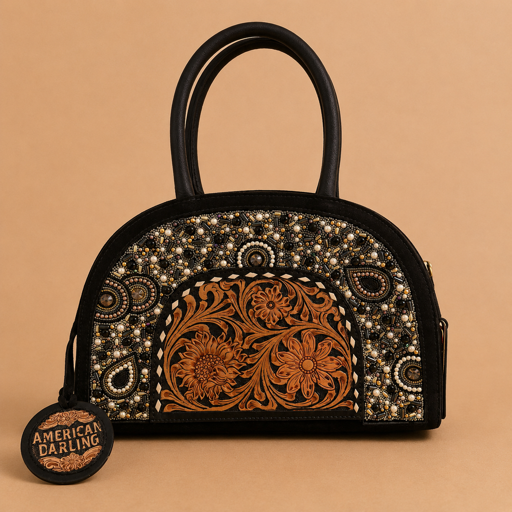 Midnight Pearl Suede Satchel