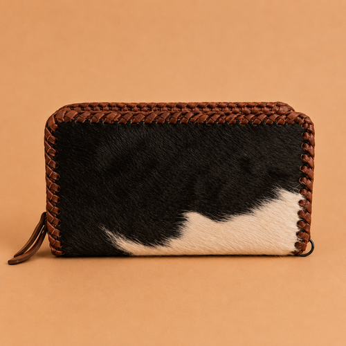 Cowhide Braided Clutch Wallet Crossbody