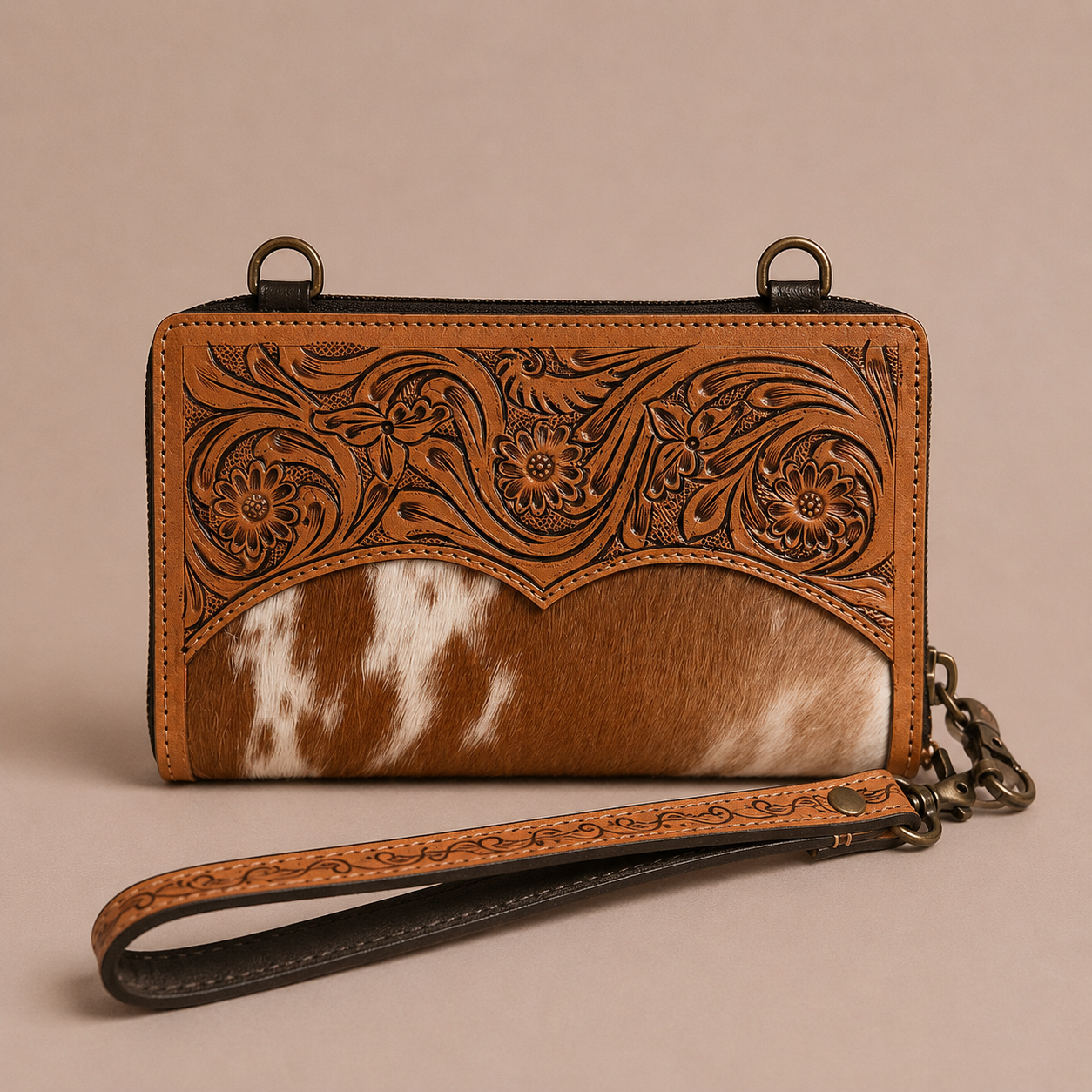 Saddle Creek Hair-On-Hide Crossbody Wallet Wristlet