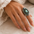Sleeping Beauty Turquoise Statement Ring | Native Made | Sterling Silver Ring Size 8/9