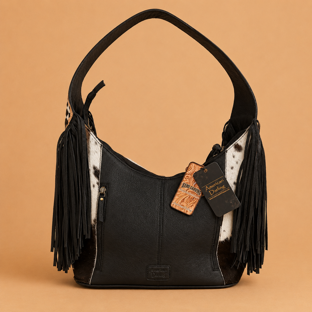 Prairie Fringe Cowhide Hobo Bag