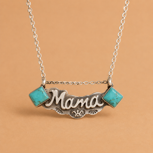 925 Sterling Silver Kingman Turquoise “Mama” Necklace