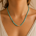 Sterling Silver Turquoise Beaded Necklace - 16”