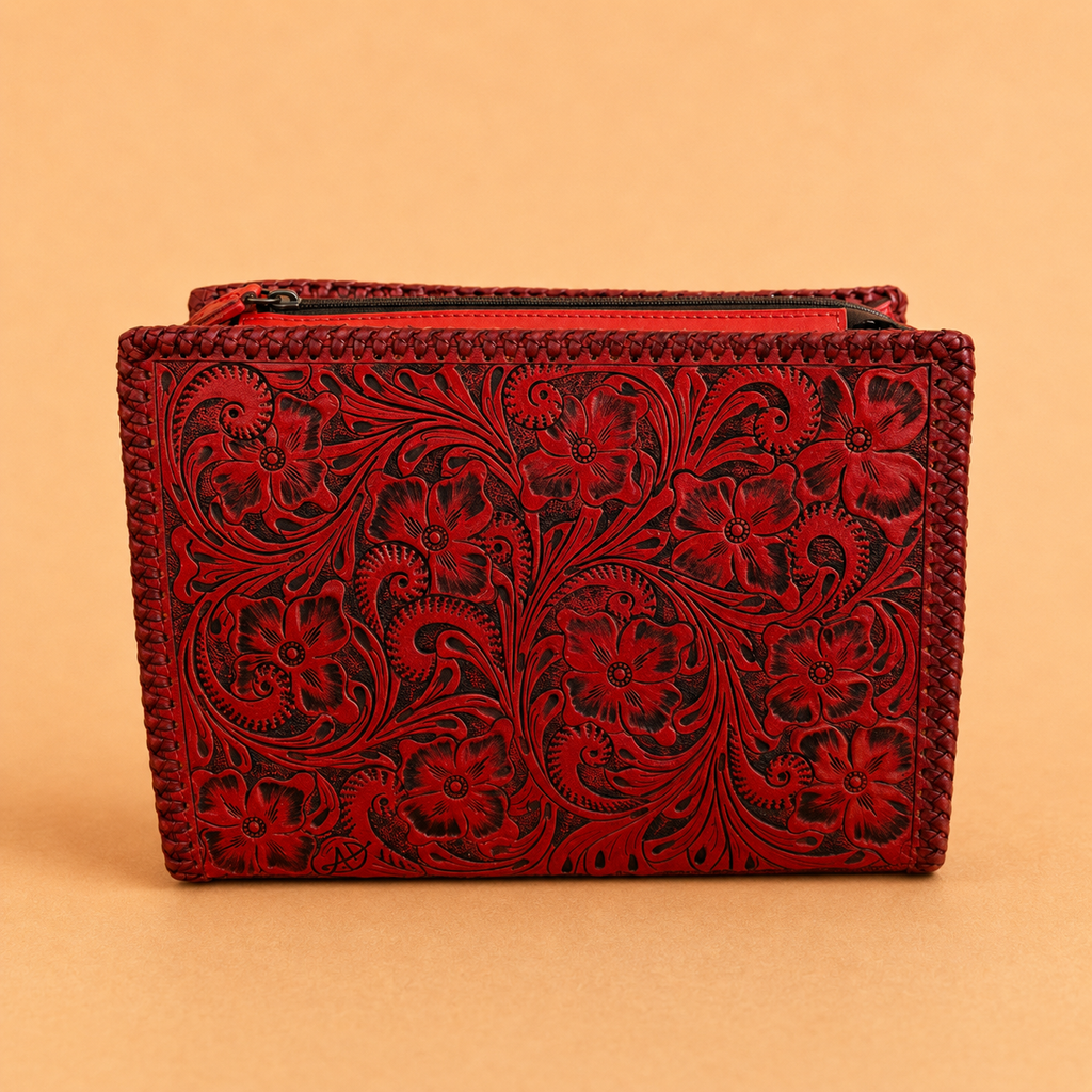 American Darling Scarlet Tooled Leather Tote