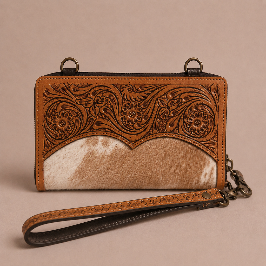 Saddle Creek Hair-On-Hide Crossbody Wallet Wristlet