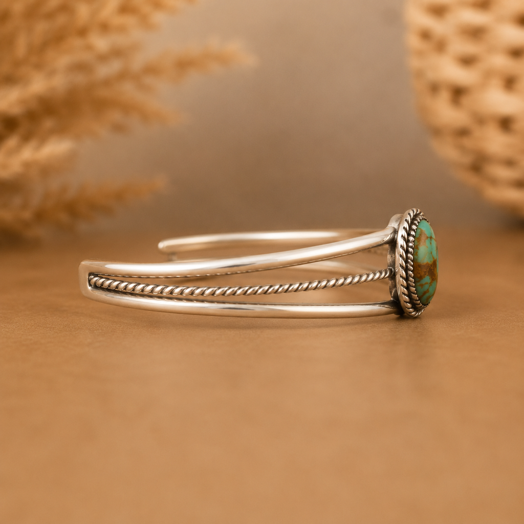 Sterling Silver Kingman Turquoise Cuff Bangle Bracelet