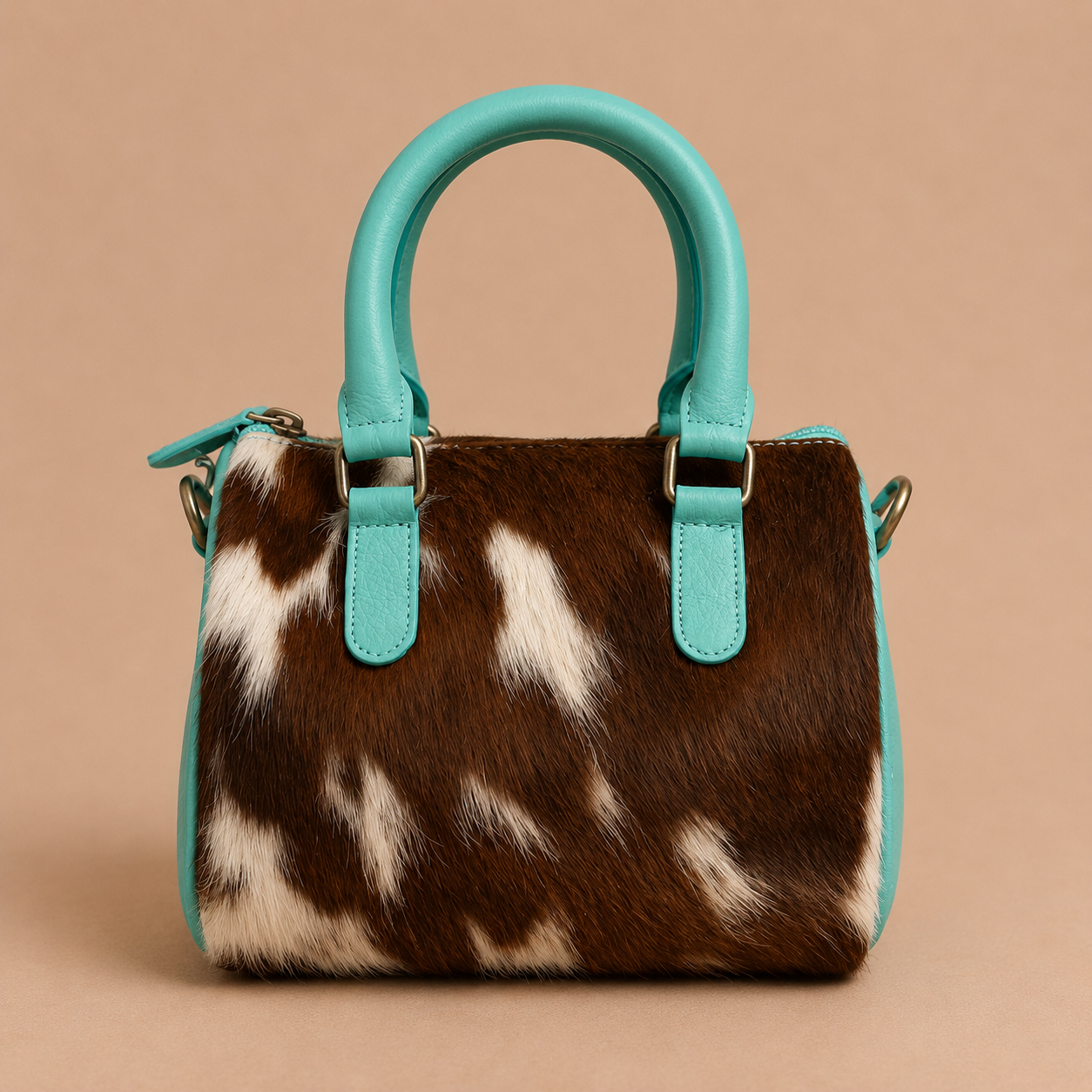 Mini Turquoise Trails Cowhide Satchel