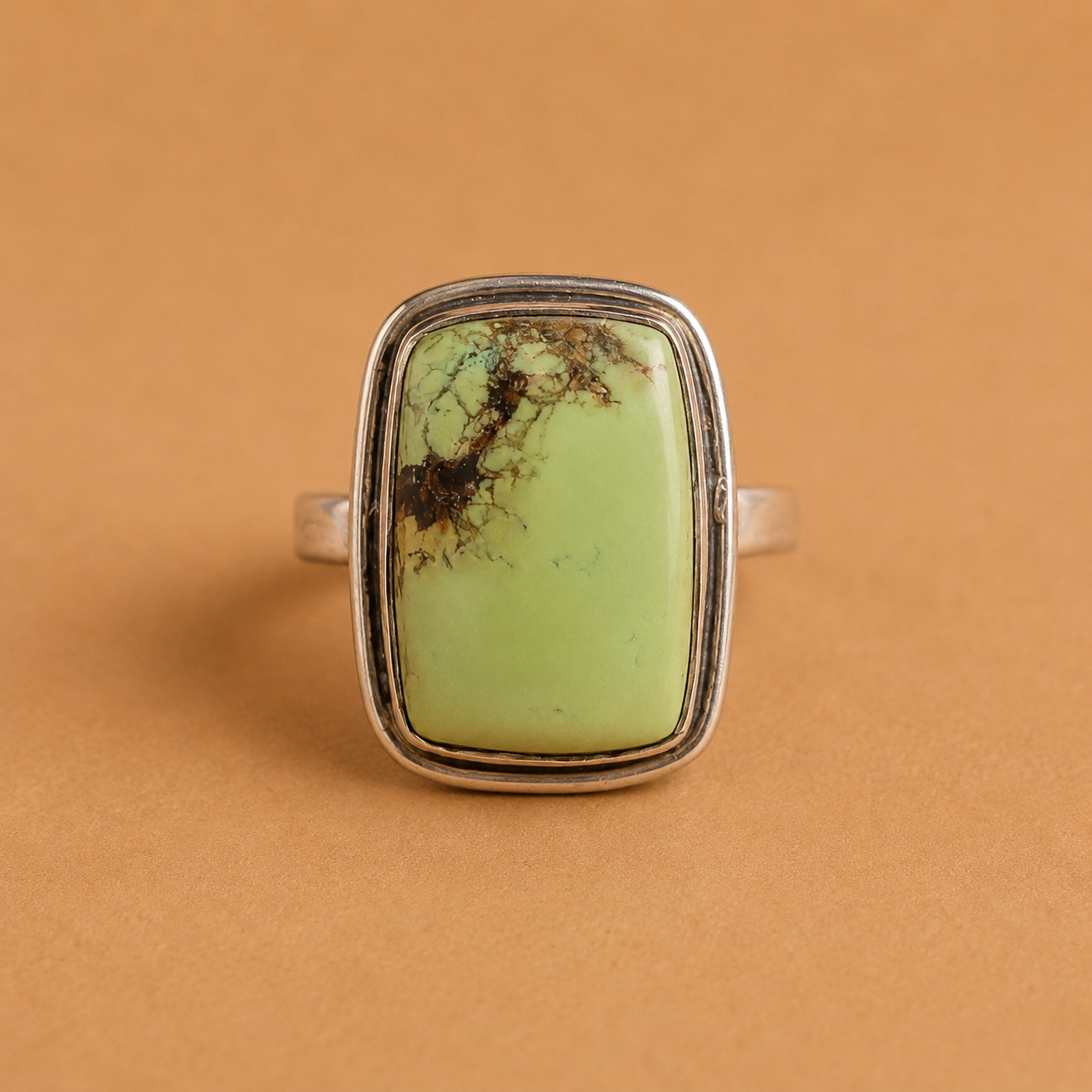 Lemon Chrysoprase Ring in 925 Sterling Silver Size 11