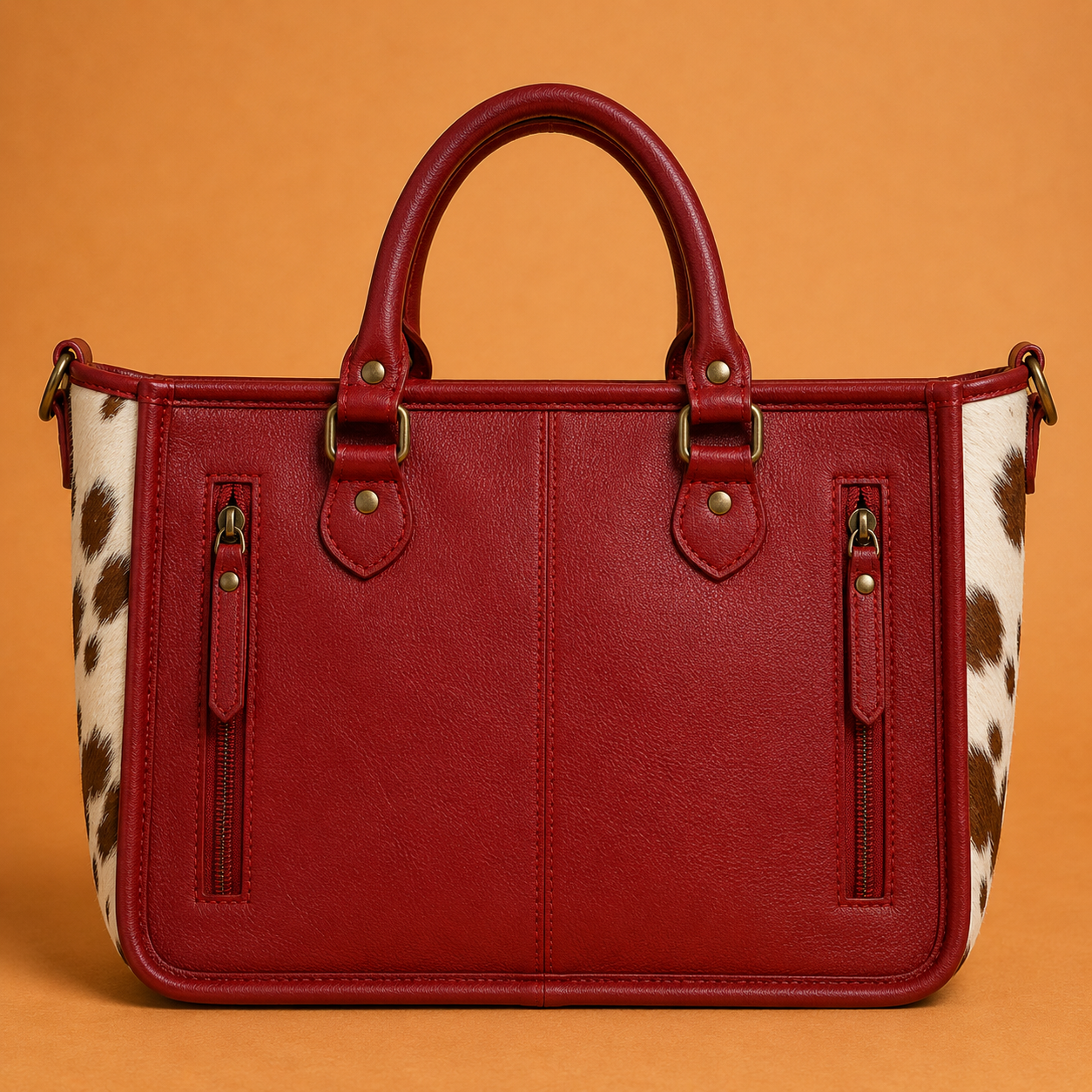 Crimson Cowhide Tooled Leather Tote