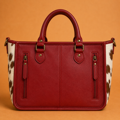 Crimson Cowhide Tooled Leather Tote