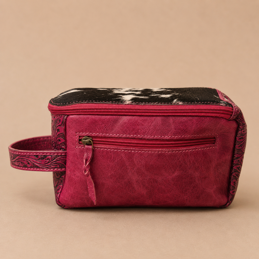Turquoise Concho Cowhide Travel Case