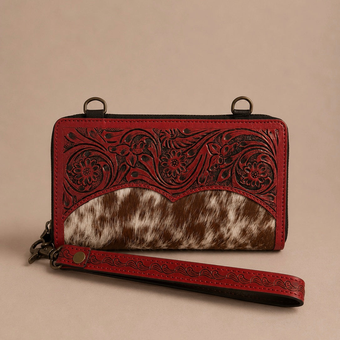 Scarlet Sage Crossbody Wristlet Wallet