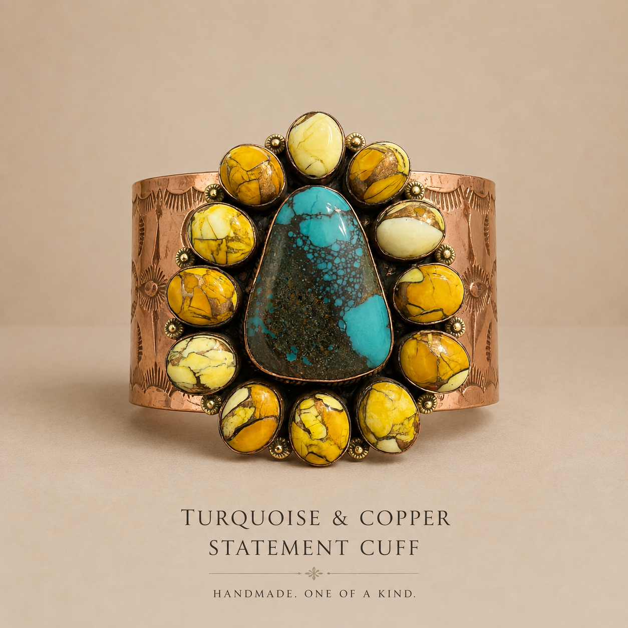 Hubei & Honey Dahlia Turquoise Copper Cuff