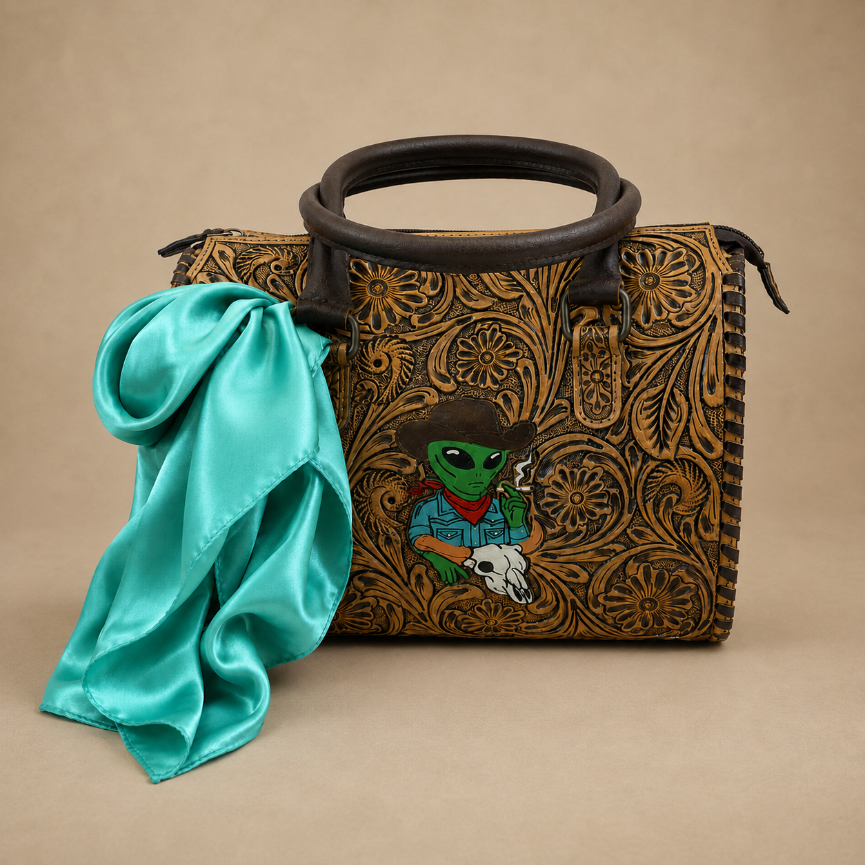 Joey’s Cosmic Cowboy Tooled Leather Speedy Bag