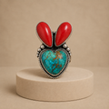 Desert Heart Copper, Coral & Turquoise Ring