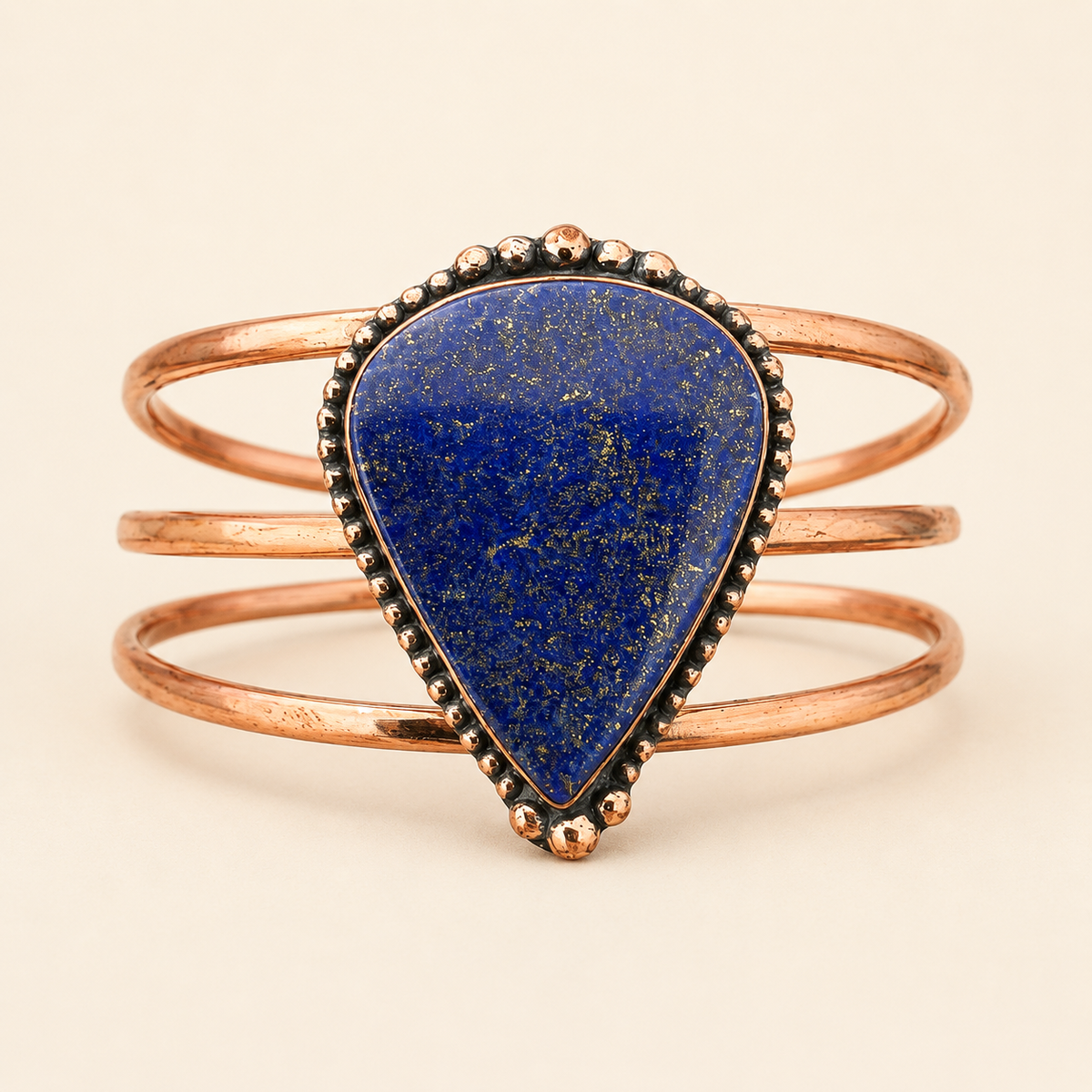 Midnight Stardust Lapis Lazuli Copper Cuff Bracelet