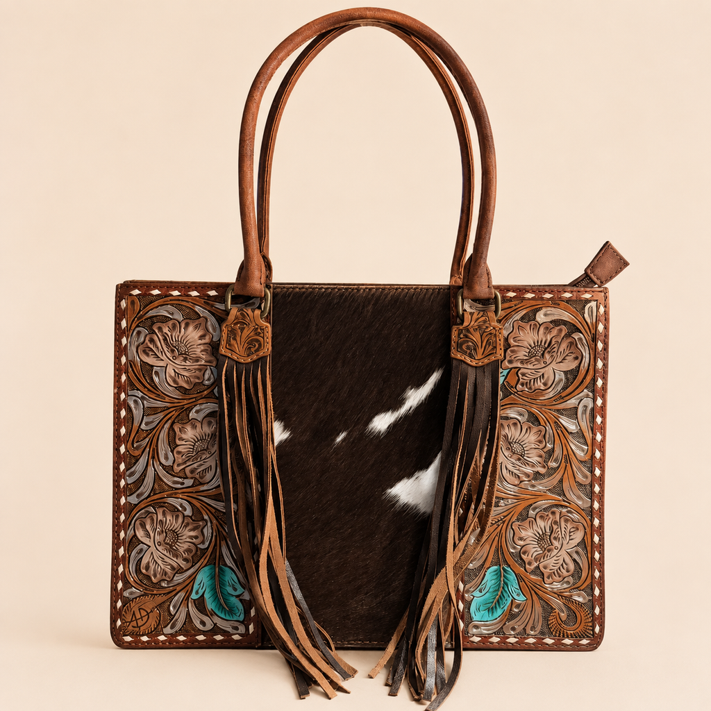 American Darling “Turquoise Prairie Bloom” Cowhide & Tooled Leather Tote
