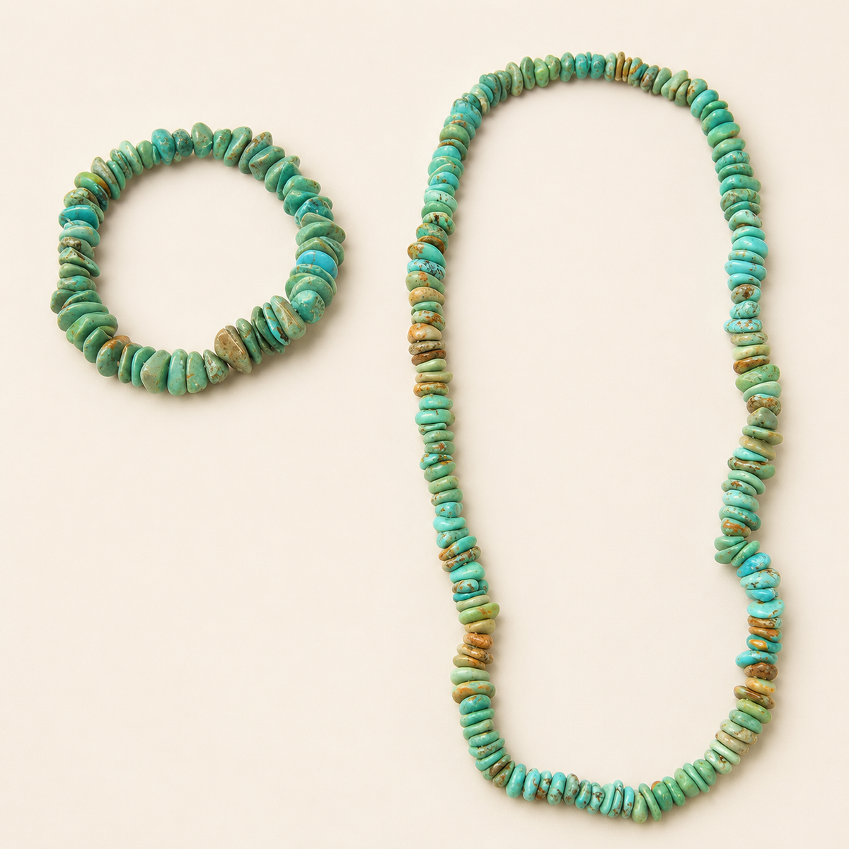 “Desert Sky” Turquoise Chip Necklace & Bracelet Set