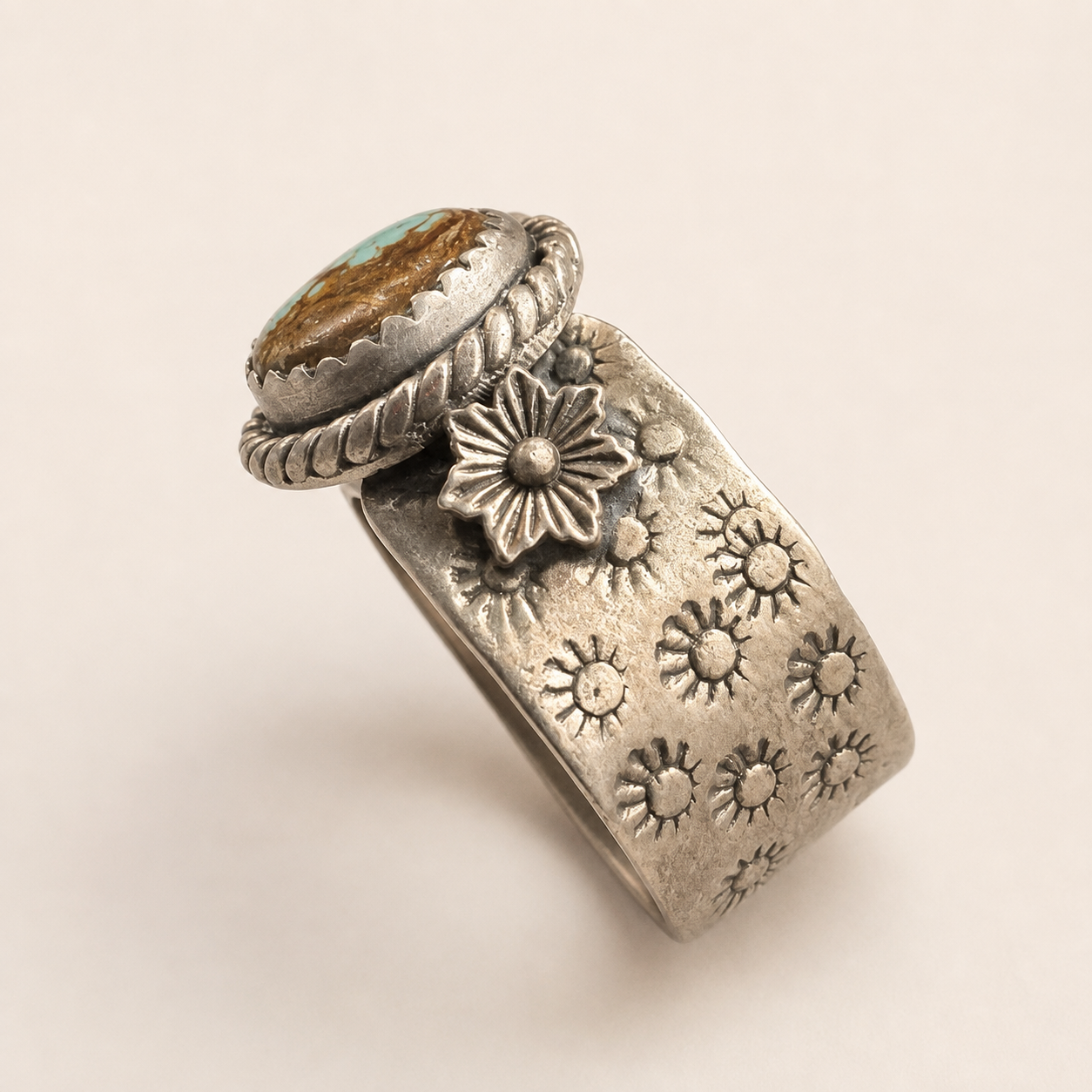 Desert Bloom No. 8 Mine Turquoise Sterling Silver Statement Ring