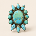 Kingman Sunburst Turquoise Cluster Statement Ring