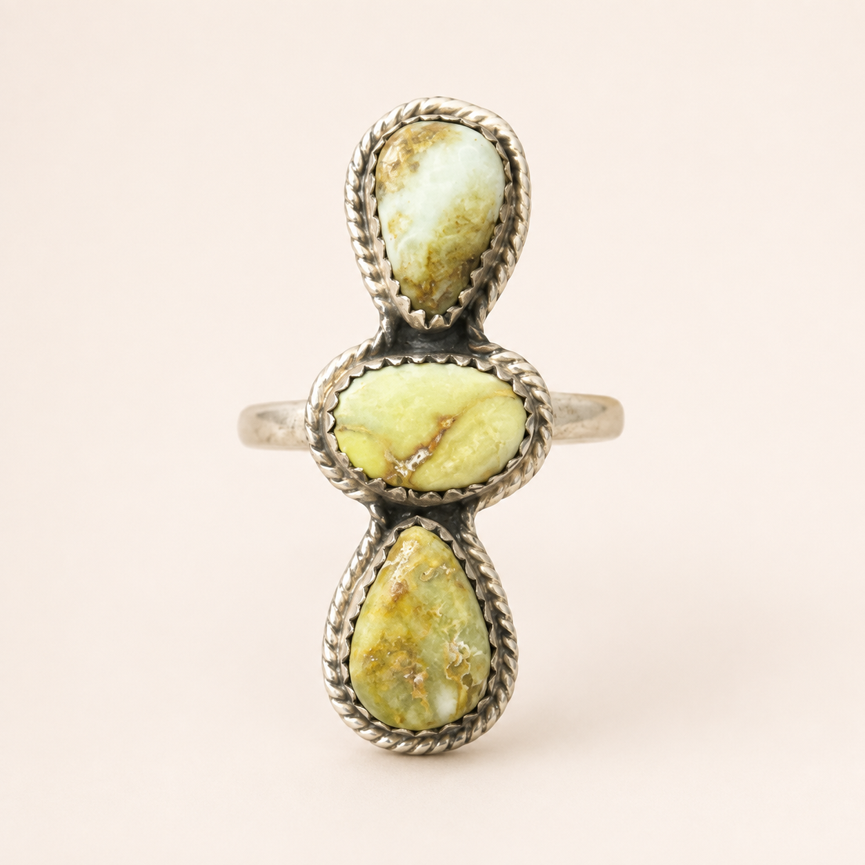 Palomino Trail Three-Stone Turquoise Sterling Silver Ring