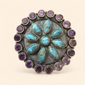 Desert Twilight Turquoise & Amethyst Halo Statement Ring