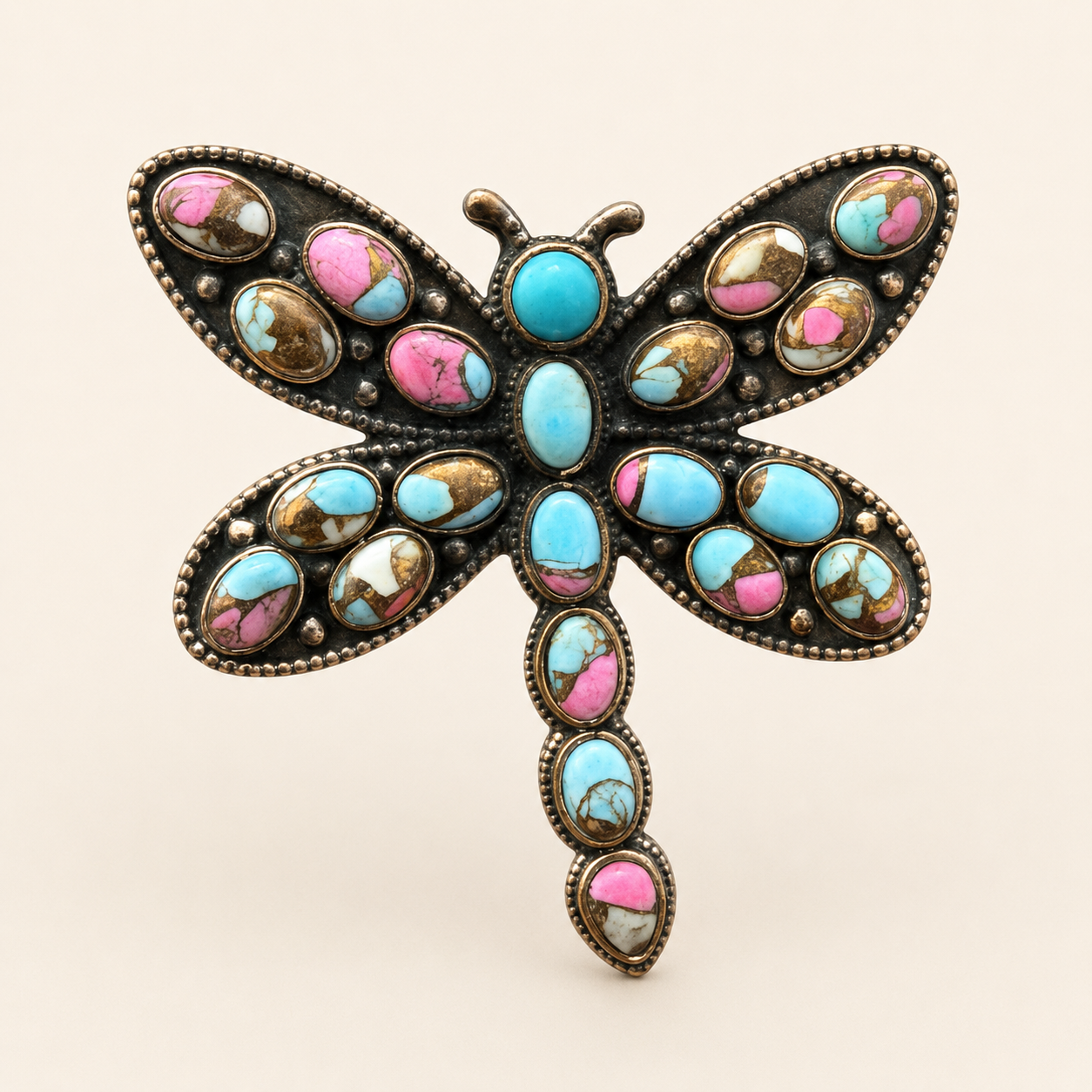 Cotton Candy Skies Dragonfly Copper Statement Ring