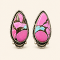 Cotton Candy Turquoise Sterling Silver Teardrop Statement Earrings