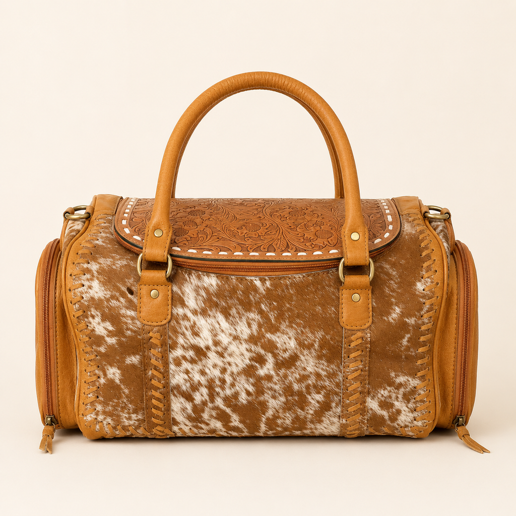 The Prince & Prairie Saddle Trail Cowhide Weekender