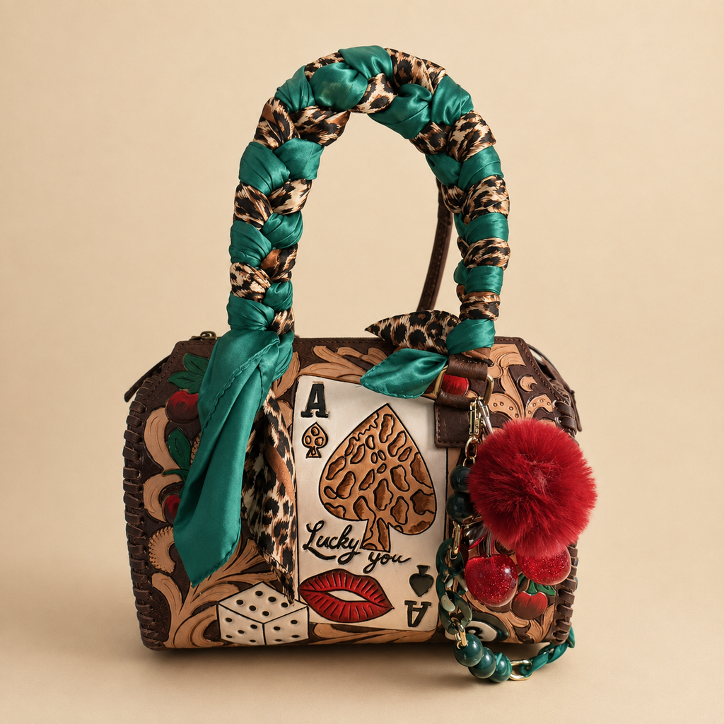 Lucky in Vegas Hand-Painted Leather Mini Speedy