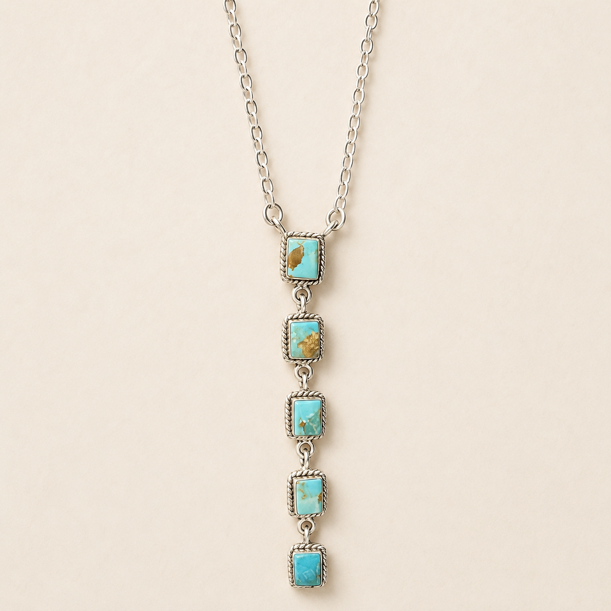 Prairie Sky Five-Stone Turquoise Drop Necklace