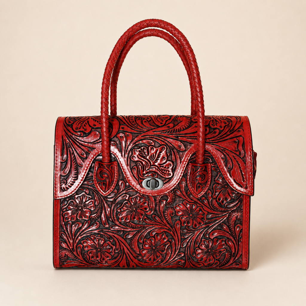 Crimson Executive Bloom All-Leather Satchel