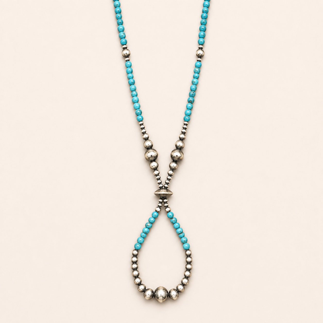 Prairie Loop Turquoise & Sterling Silver Native Pearl Necklace
