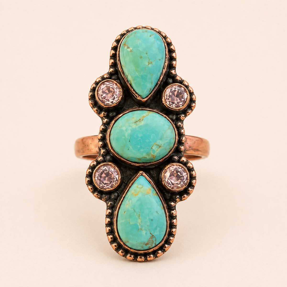 Desert Rose Turquoise & Copper Statement Ring