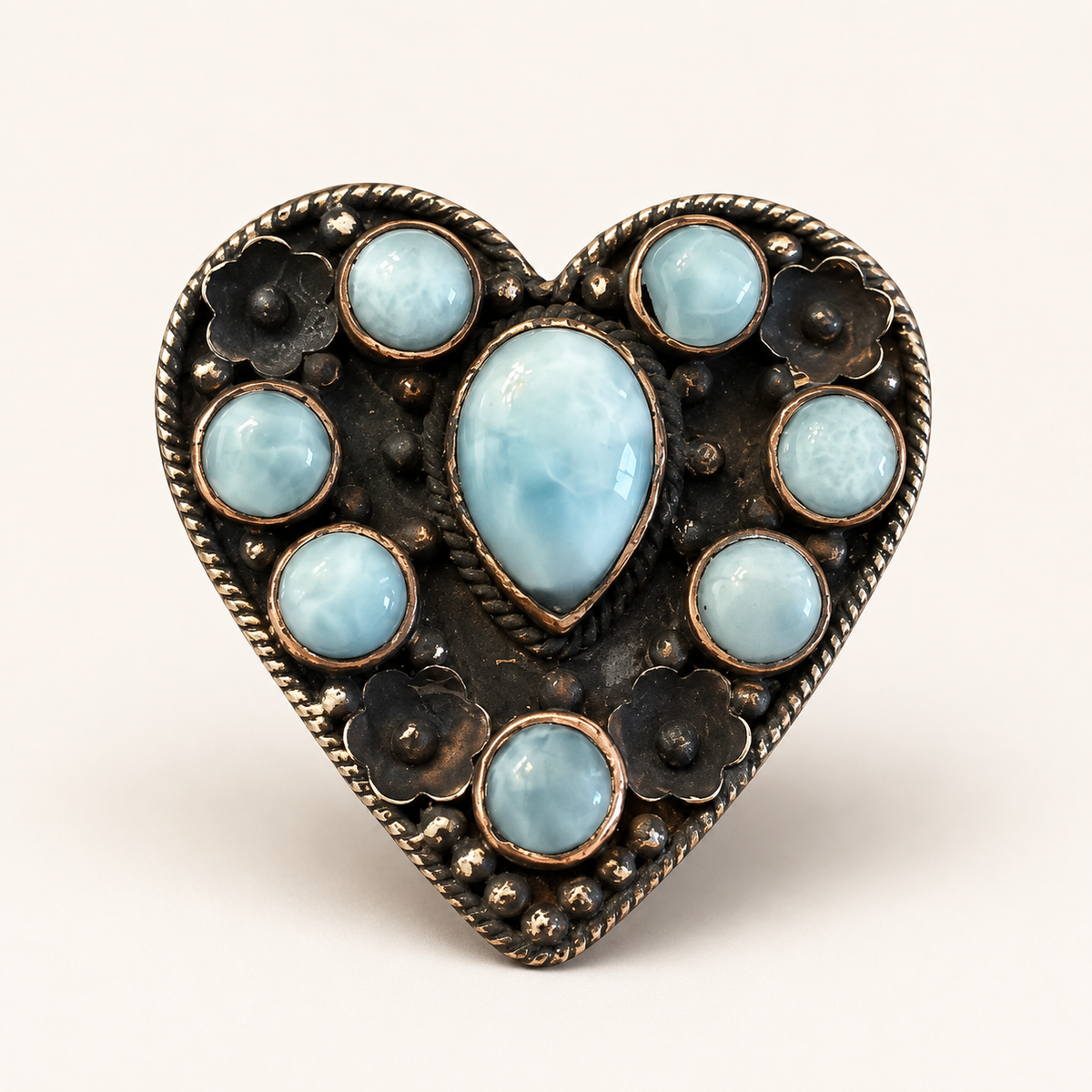 Caribbean Sky Larimar Copper Heart Ring