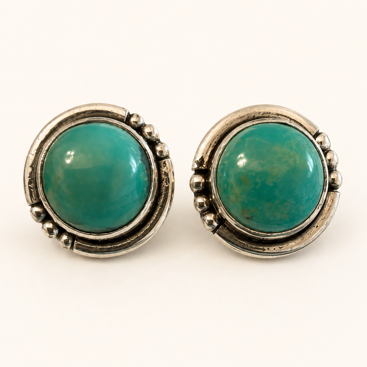 Prairie Halo Turquoise Sterling Silver Stud Earrings