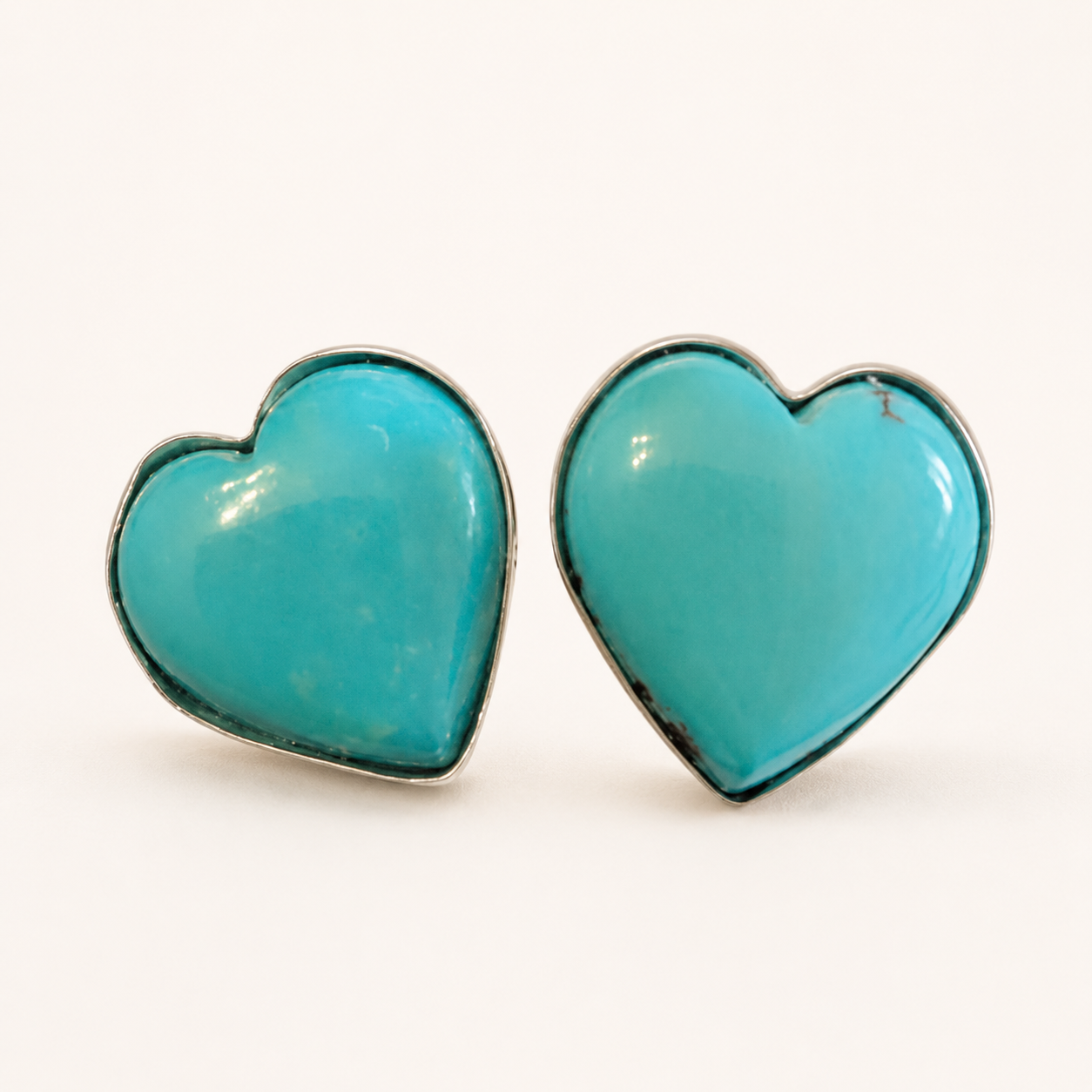 Prairie Love Turquoise Heart Sterling Silver Stud Earrings