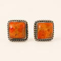 Desert Ember Orange Spiny Oyster Sterling Silver Stud Earrings