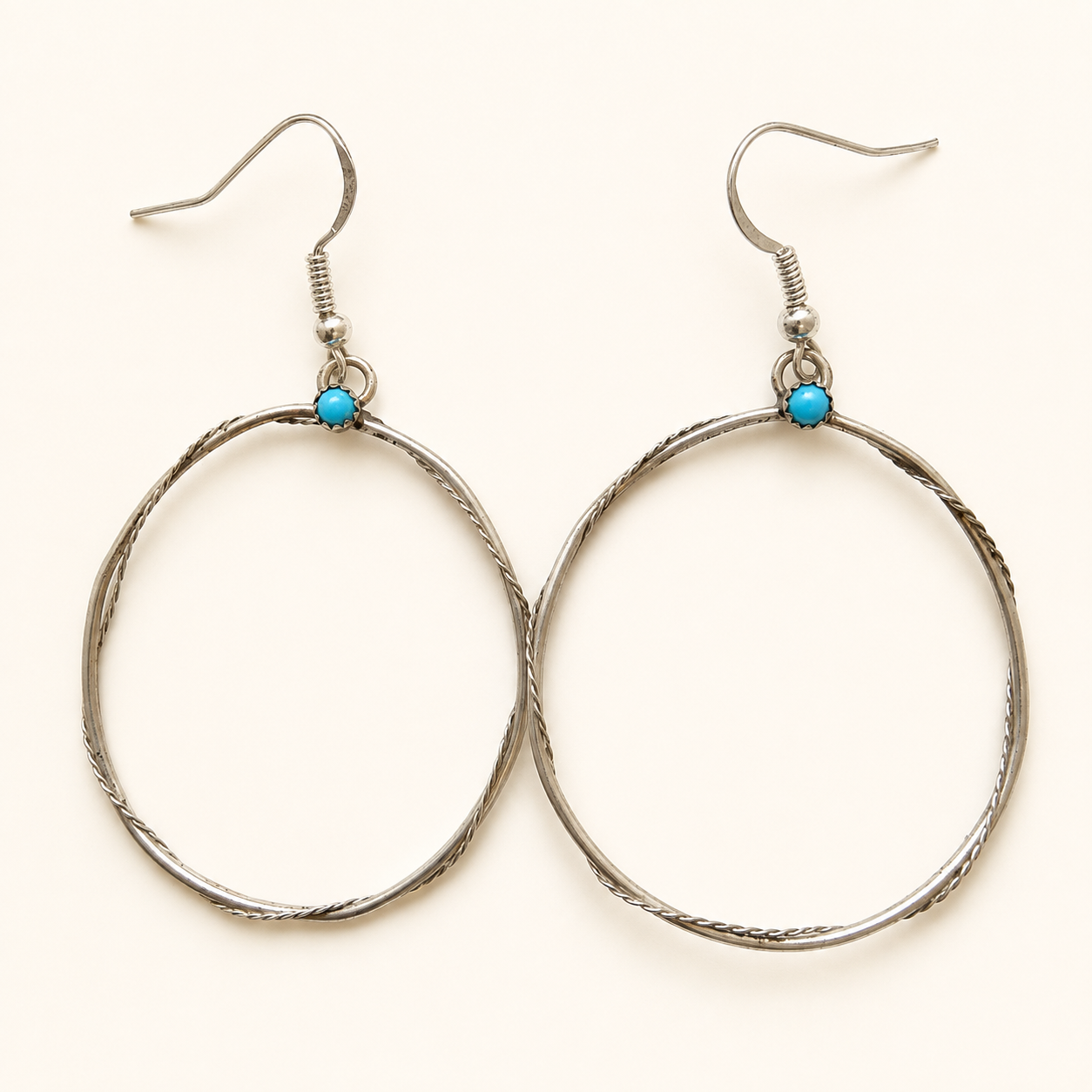 Open Range Turquoise Accent Sterling Silver Hoop Earrings