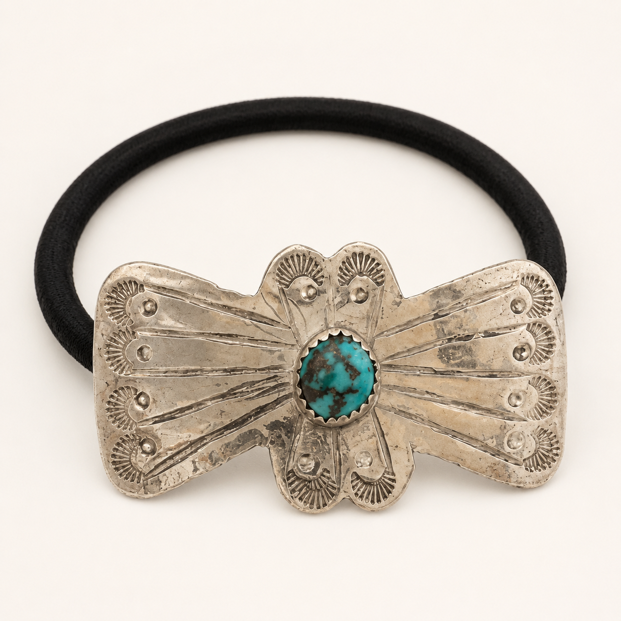 Prairie Bow Turquoise Sterling Silver Hair Tie