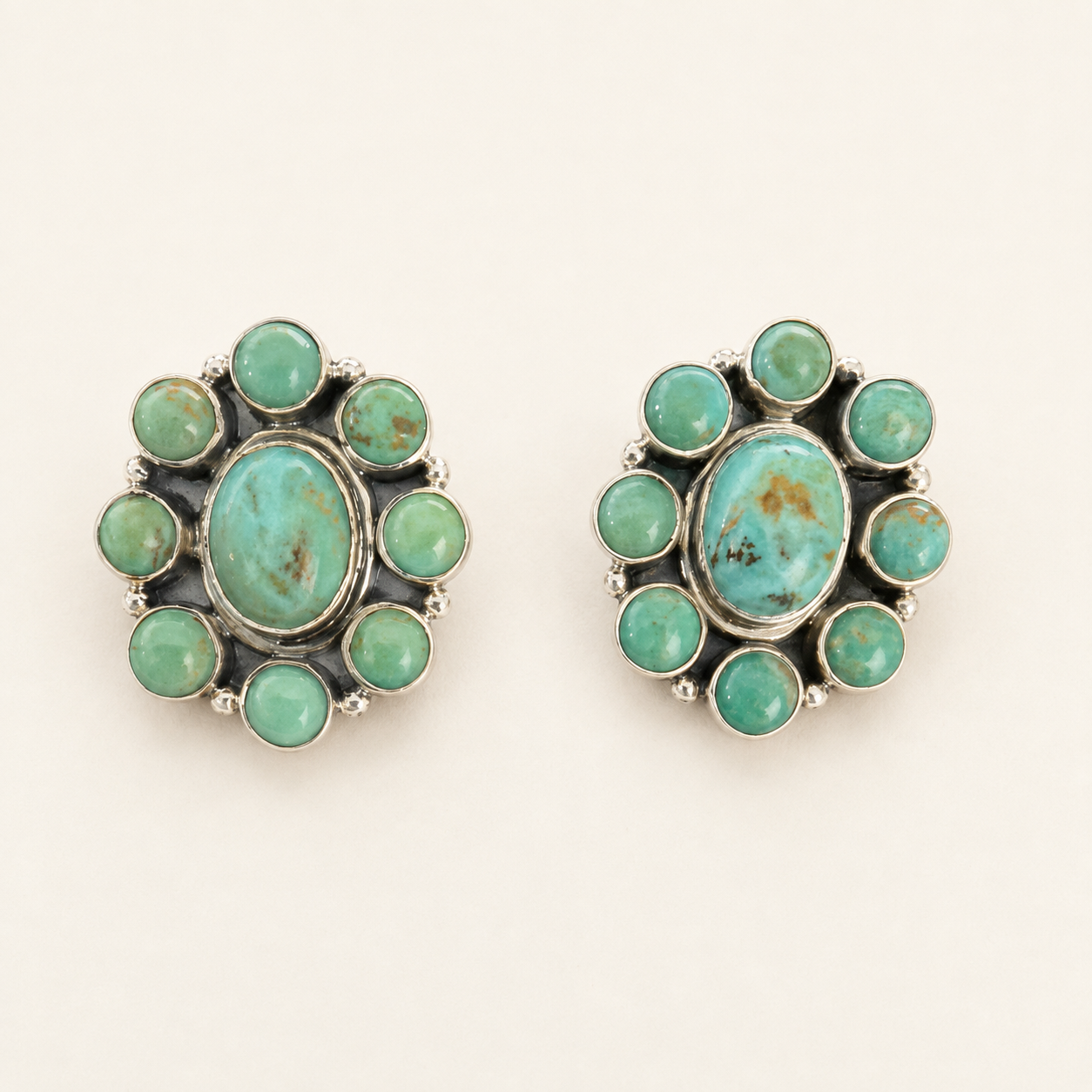 Sonoran Sunburst Turquoise Sterling Silver Earrings