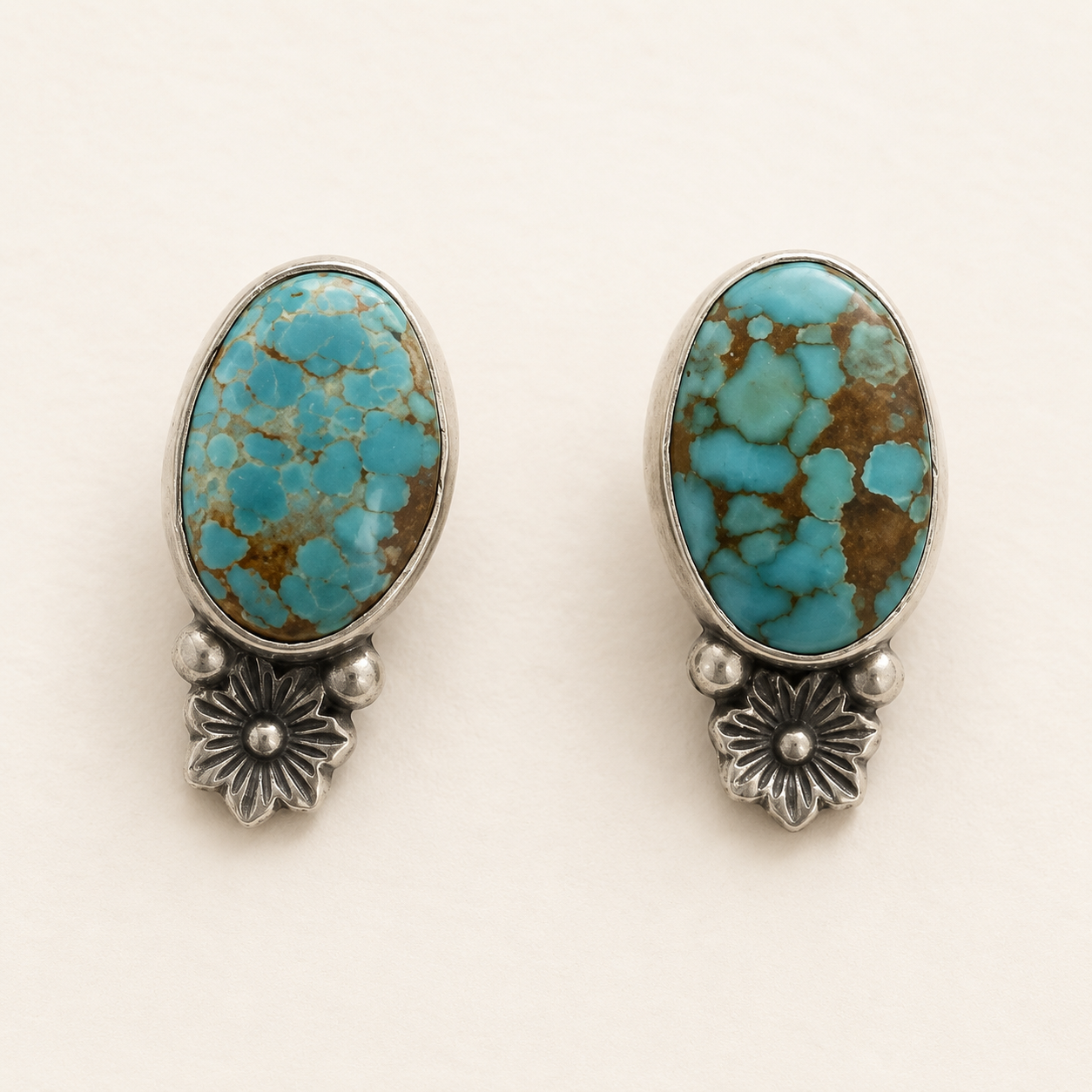 Prairie Blossom Mine No. 8 Turquoise Sterling Silver Earrings